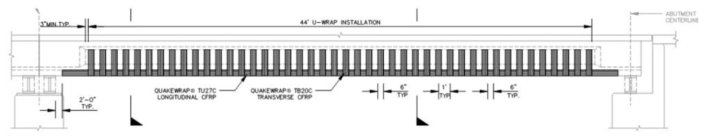 Fig. 5. CFRP reinforcement detail for the severely-damaged girder on Jefferson Street bridge.