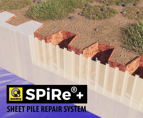 SPiRe+ installed on corroded seawall or bulkhead